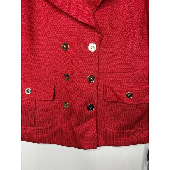 New Tahari Blazer 14 Red All Season Textured Jacket Gold Button NWT - Picture 3 of 8